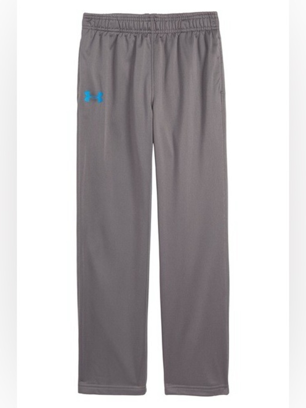Under Armour Gray Track Pants Joggers with Blue Logo Accent